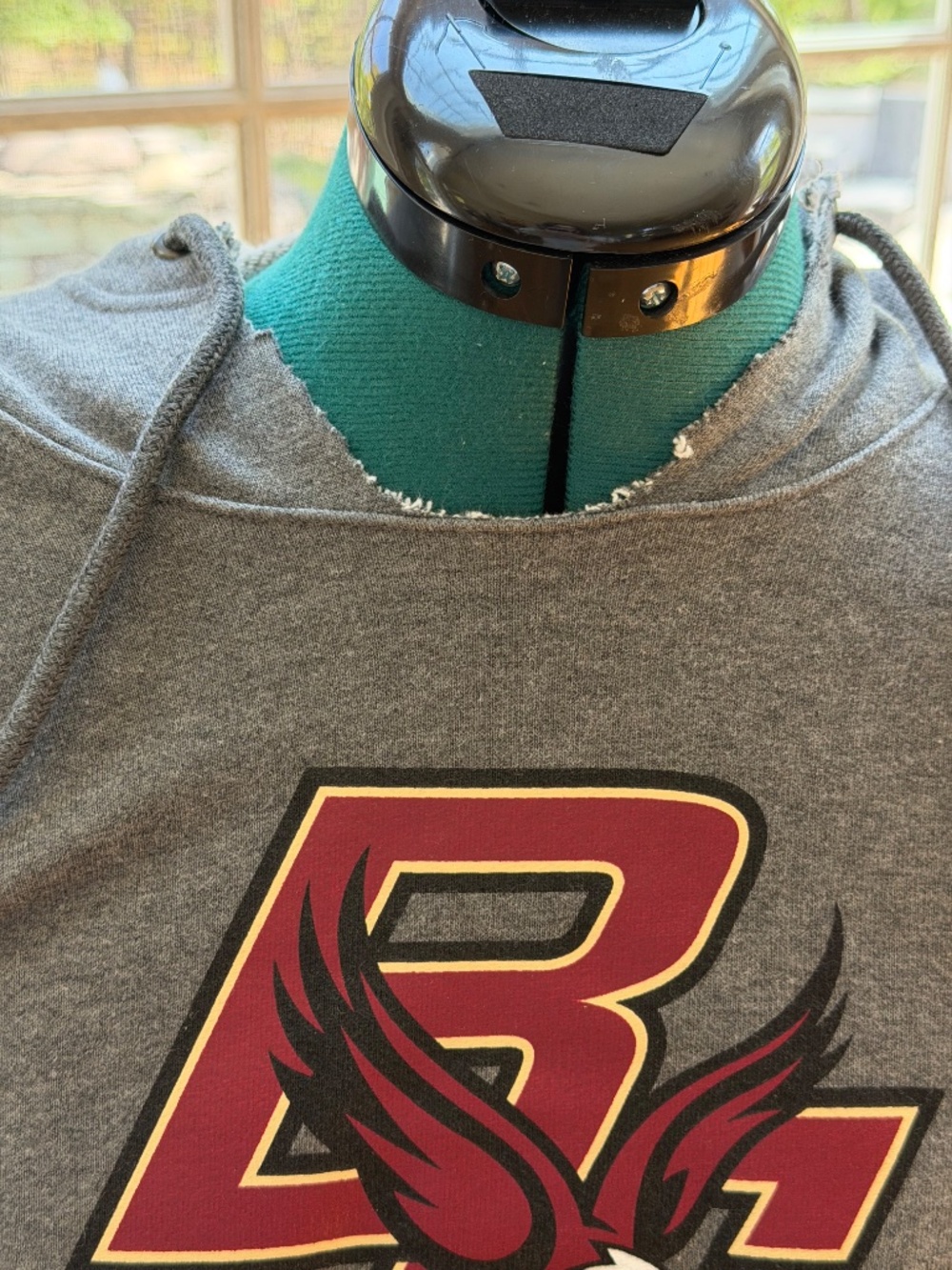 Champion Boston College Eagles Gray Hoodie Size Large Distressed Frayed Neck - Picture 3 of 8